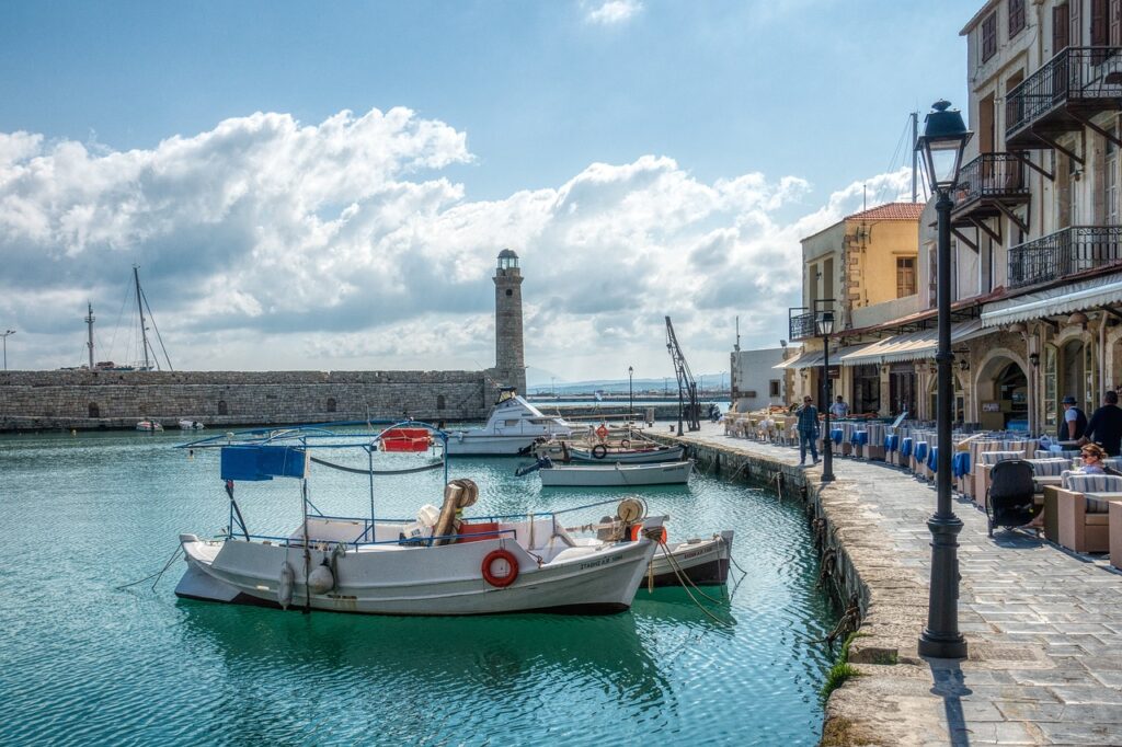 Rethymno's port in Crete, established in Venetian times, historically served as a key maritime and trade hub